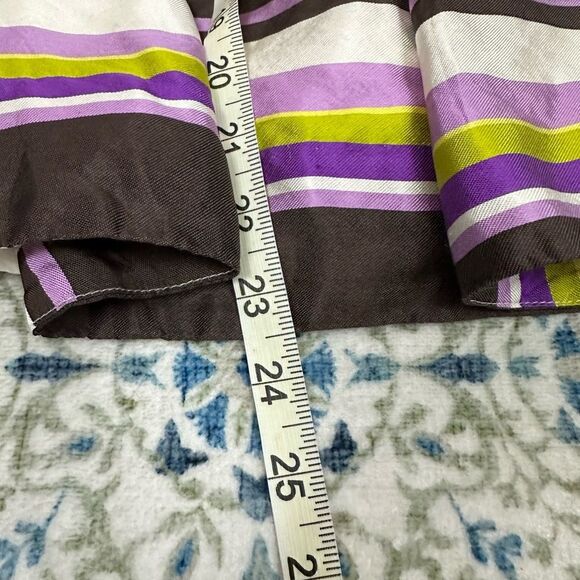 Kate Spade Skirt the Rules Purple Brown Cream Striped Silk A Line Skirt - Picture 4 of 8